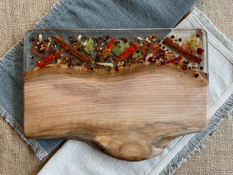 Handmade wood and resin cutting/serving board Cutting Board Etsy
