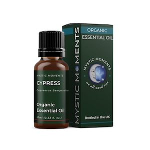 Mystic Moments | Organic Cypress Essential Oil 10ml - Pure & Natural Oil for Diffusers, Aromatherapy Massage Blends Vegan GMO Free