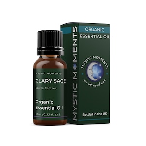 Mystic Moments / Olio essenziale di salvia sclarea biologica 10 ml - Olio puro e naturale per diffusori, miscele per massaggi aromaterapici, vegano, senza OGM