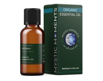 Mystic Moments | Organic Nutmeg Essential Oil 30ml - Pure & Natural Oil for Diffusers, Aromatherapy Massage Blends Vegan GMO Free