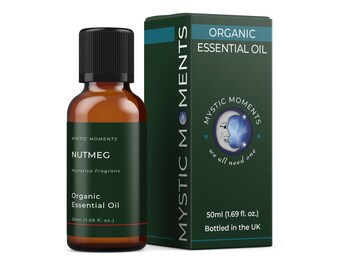 Mystic Moments | Organic Nutmeg Essential Oil 50ml - Pure & Natural Oil for Diffusers, Aromatherapy Massage Blends Vegan GMO Free