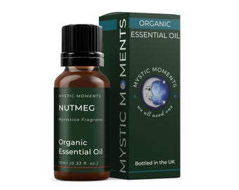 Mystic Moments | Organic Nutmeg Essential Oil 10ml - Pure & Natural Oil for Diffusers, Aromatherapy Massage Blends Vegan GMO Free