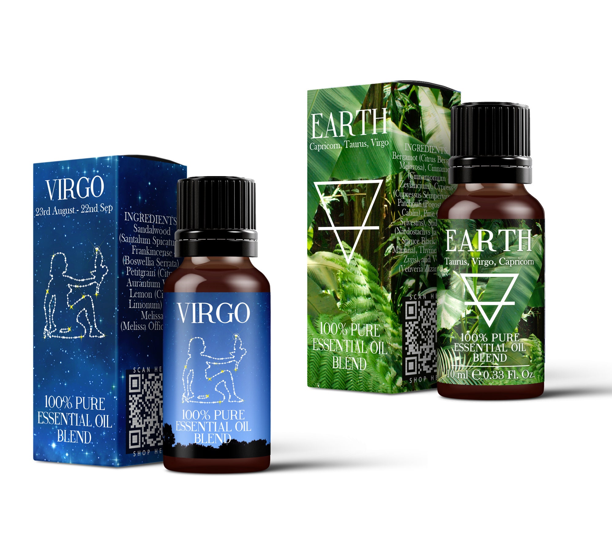 Earth Element & Virgo Zodiac Sign Astrology Essential Oil Blend Twin Pack (2x10ml)