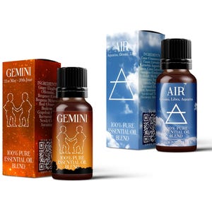 Mystix London | Air Element & Gemini Zodiac Sign Astrology Essential Oil Blend Twin Pack (2x10ml)
