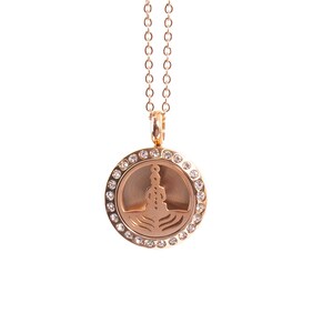 Mystix London / Siete Chakras / Difusor de aceites de aromaterapia, medallón de oro rosa con almohadilla