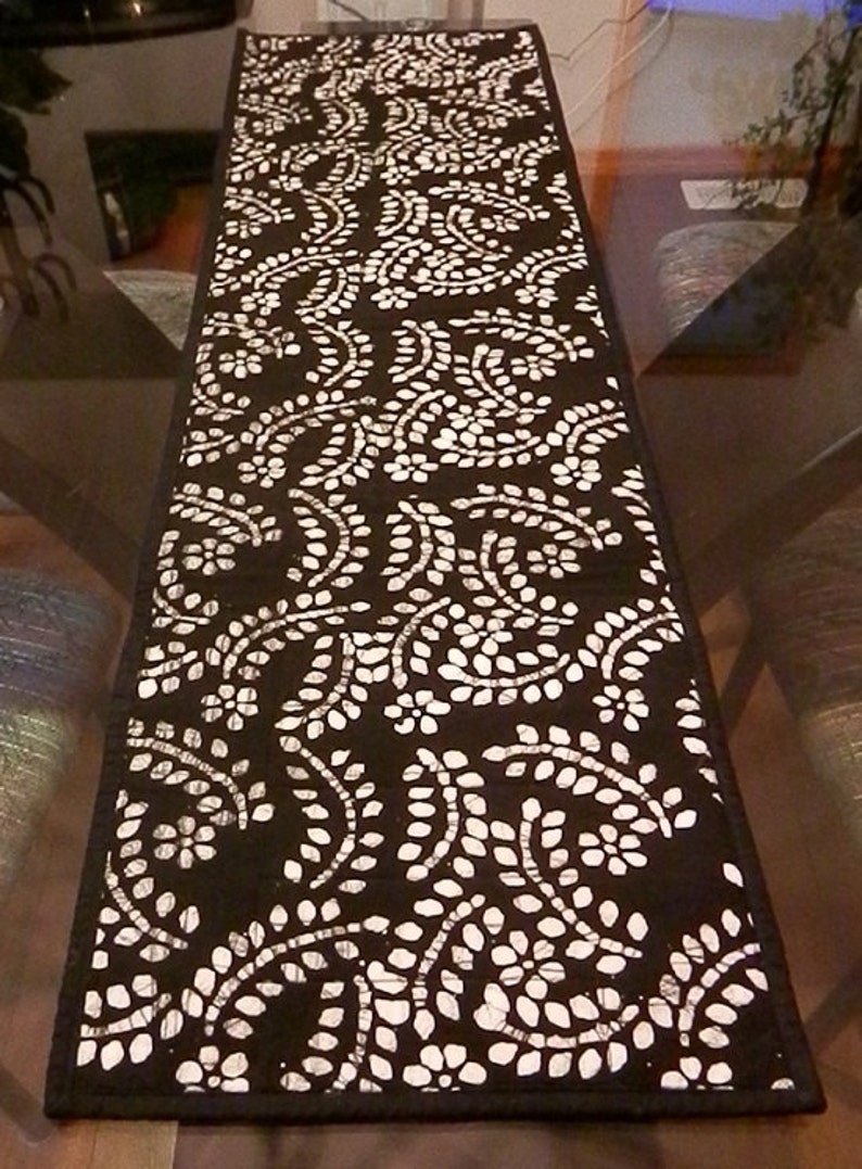 Batik quilted table runner in tropical colors reversible to Etsy
