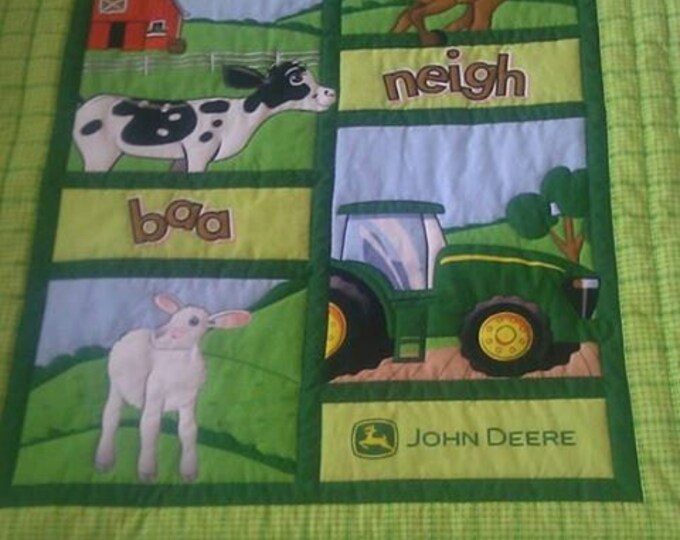 John Deere Baby Quilt With Tractor Cow Sheep and Horse in Etsy