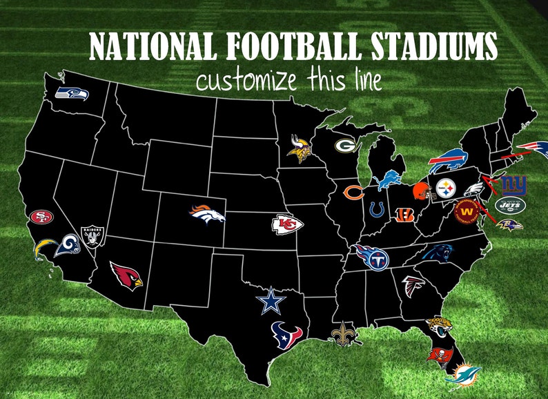 Custom NFL Football Stadium Travel Map 32 stadiums/pushpin Etsy