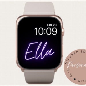 PERSONALISED Apple Wallpaper Watch Face Name and Neon Light Watch Face.