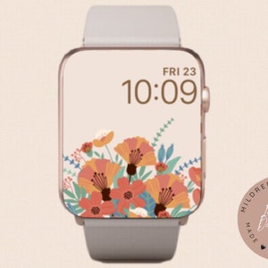 Wildflower Apple Watch Wallpaper: Minimal Floral Design (Digital Download)