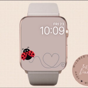 Lady Bug Watch Face For Apple Watch, Cute Lady Bird Minimal Watch Wallpapers, Beautiful Simple Love Heart Watch Face, Red Lady Bird Watch