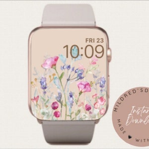 Fiori color acqua Sfondo minimale per Apple Watch, Sfondo per orologio, Accessori per Apple Watch, Design per Apple Watch, Design per quadrante Apple Watch