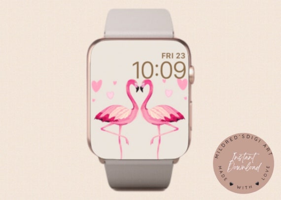 Flamingo Minimal Watch Wallpaper Pink Flamingo Watch Background Pink Bird Face Apple Watch Accessories Watch Face Design Apple Watch Etsy UK