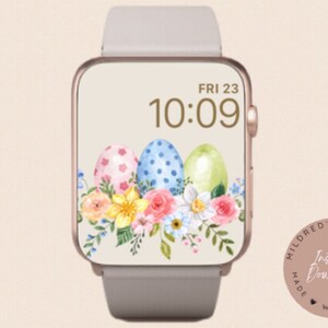 Sfondo per orologio con uova di Pasqua, sfondo floreale per Apple Watch con uova di Pasqua, download digitale istantaneo del quadrante dell'orologio con Pasqua pastello