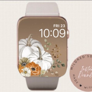 Autumn Minimal Watch Wallpaper, Autumn Pumpkin Watch Background , Pumpkin Watch Accessories, Fall Watch Face Design for Apple Watch