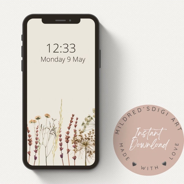 Dried Flowers Minimal iPhone screensaver, Minimal Apple IPhone Wallpaper Background , Autumn Flowers Phone Screen Saver