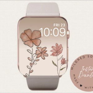 Minimal Line Flowers Apple Watch Wallpaper (Digital Download)