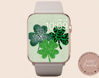 Fondo de pantalla del Apple Watch del Día de San Patricio, fondo mínimo de la esfera del Apple Watch del Día de San Patricio, esfera del reloj de trébol y arcoíris, esfera del reloj irlandés