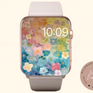 Fiori color acqua Sfondo minimale per Apple Watch, Sfondo per orologio, Accessori per Apple Watch, Design per Apple Watch, Design per quadrante Apple Watch
