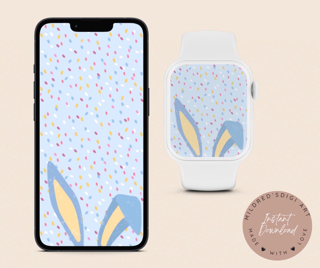 Easter Bunny Ears iPhone Screensaver and Watch Wallpaper, Easter Apple
