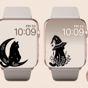 Black Cat Apple Watch Wallpaper, Autumn Halloween Watch Face, Cat Background , Cat Watch Accessories, Fall Watch Face Design for Apple Watch