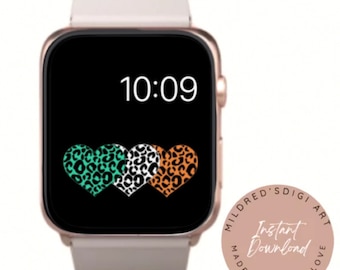 Fondo de pantalla del Apple Watch del Día de San Patricio, fondo mínimo de la esfera del Apple Watch del Día de San Patricio, trébol en la esfera negra del reloj, esfera del reloj irlandés