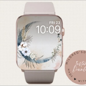 Fiori color acqua Sfondo minimale per Apple Watch, Sfondo per orologio, Accessori per Apple Watch, Design per Apple Watch, Design per quadrante Apple Watch