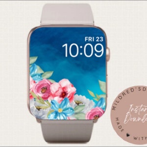 Fiori color acqua Sfondo minimale per Apple Watch, Sfondo per orologio, Accessori per Apple Watch, Design per Apple Watch, Design per quadrante Apple Watch