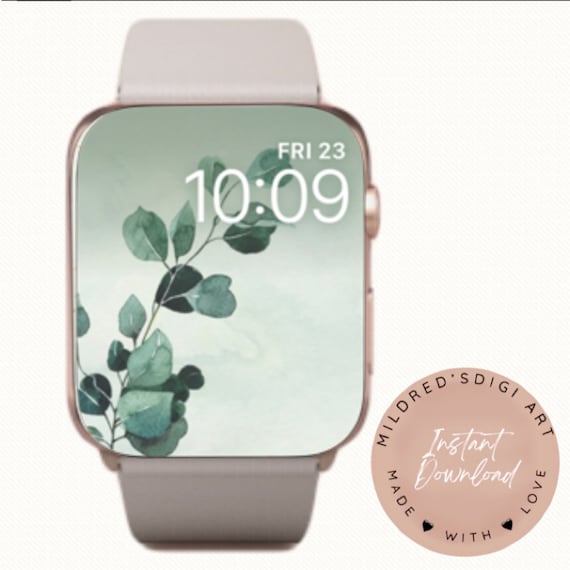 Eucalyptus Apple Watch Wallpaper: Minimal Green Botanical (Digital Download)