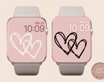 2 Tapeta na Apple Watch z motywem serca i miłości: minimalistyczna grafika liniowa (do pobrania cyfrowego)