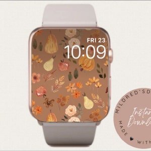 Autumn Minimal Watch Wallpaper,Autumn Watch Background, Watch Accessories, Fall Watch Face Design for Apple Watch, Pumpkins and Leaves