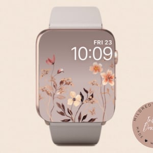 Sfondo di fiori secchi per Apple Watch minimale, sfondo per orologio, bellissimi accessori minimalisti per Apple Watch, design del quadrante di Apple Watch