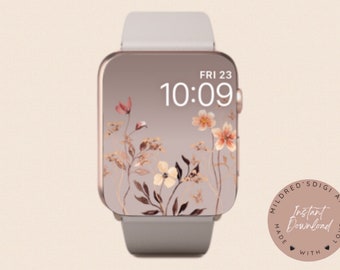 Flores secas Fondo de pantalla mínimo de Apple Watch, Fondo de reloj, Hermosos accesorios minimalistas de Apple Watch, Diseño de cara de Apple Watch