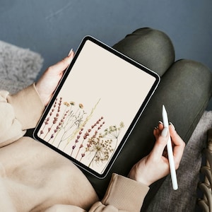 Aesthetic Ipad Wallpaper, Dried Flowers Wallpaper, Minimal Tablet Lock Screen, Neutral Floral Digital Tablet Background | Instant Download