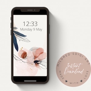 Économiseur d'écran pour iPhone Fleurs aquarelle minimale Papier peint Apple et arrière-plan de la montre, Accessoires économiseur d'écran pour téléphone