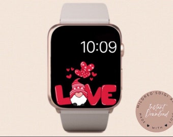 Gonk Red Love Heart Valentines Watch Face para Apple Watch, Gnome Red Love Heart Watch Wallpapers, Love Heart Watch Faces,