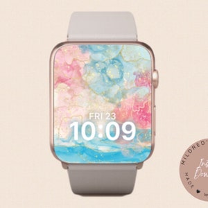 Sfondo rosa e blu minimale per Apple Watch, sfondo astratto minimale per orologio, accessori per Apple Watch, design del quadrante rosa per Apple Watch