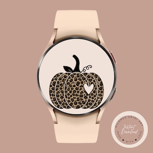 Sfondo orologio Samsung Galaxy con stampa leopardo zucca minimale, sfondo orologio, accessori orologio Samsung, design quadrante orologio Samsung Galaxy