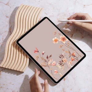 Aesthetic Ipad Wallpaper, Dried Flowers Wallpaper, Minimal Tablet Lock Screen, Neutral Floral Digital Tablet Background | Instant Download