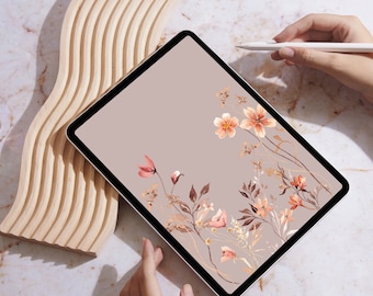 Aesthetic Ipad Wallpaper, Dried Flowers Wallpaper, Minimal Tablet Lock Screen, Neutral Floral Digital Tablet Background | Instant Download