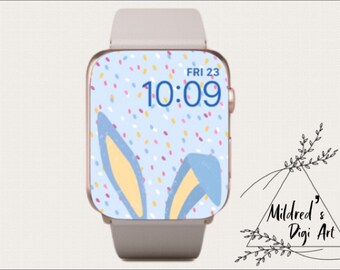 Lindo conejo de Pascua orejas Apple Watch Wallpaper Pastel Watch Face Descarga digital instantánea Rabbit Watch Wallpaper, Easter Apple Watch Wallpaper