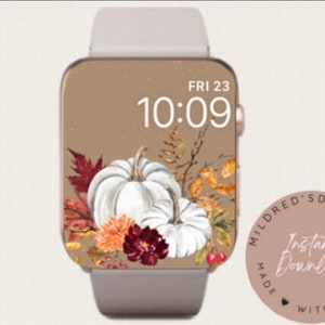 Autumn Minimal Watch Wallpaper, Autumn Pumpkin Watch Background , Pumpkin Watch Accessories, Fall Watch Face Design for Apple Watch