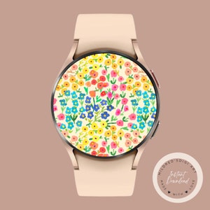 Sfondo per orologio Samsung Galaxy con fiori luminosi e delicati, sfondo per orologio, accessori per orologio Samsung, design del quadrante dell'orologio Samsung Galaxy