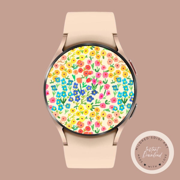 Bright Dainty Flowers Minimal Samsung Galaxy Watch Wallpaper, Watch Background , Samsung Watch Accessories, Samsung Galaxy Watch Face Design