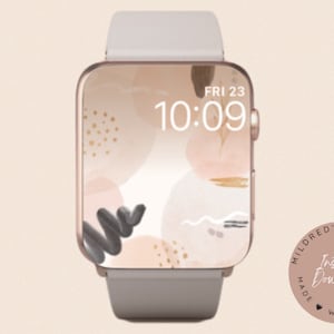 Colori neutri Sfondo minimale per Apple Watch, sfondo astratto per orologio, accessori per Apple Watch, design del quadrante beige per Apple Watch