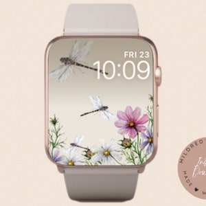 Sfondo per Apple Watch con fiore di libellula minimale, sfondo per orologio, accessori per Apple Watch, design per Apple Watch, design per quadrante Apple Watch