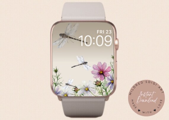 Papier peint minimaliste fleur de libellule pour Apple Watch arriere plan de la montre accessoires Apple Watch design Apple Watch design du cadran Apple Watch Etsy Canada