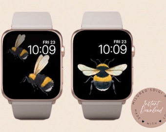 Apple Watch 用バンブルビーウォッチ壁紙 2 枚セット、牛ウォッチ背景、かわいい蜂 Apple Watch ロック画面、ミニマルなバンブルビーウォッチフェイス