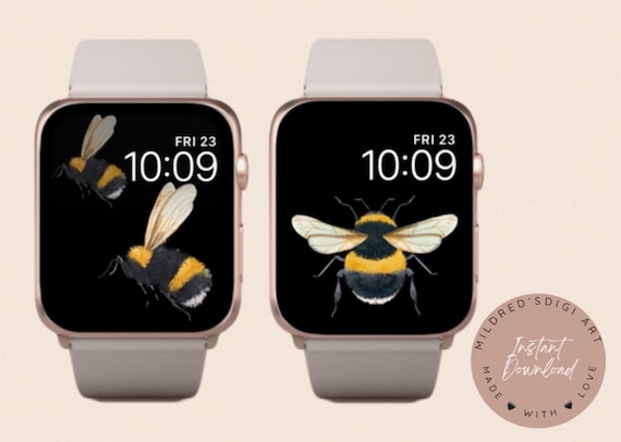 Set of 2 Bumble Bee Watch Wallpaper For Apple Watch, Cow Watch Background, Cute Bee Apple Watch Lock Screen, Minimal Bumble Bee Watch Face