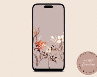 Flores secas Minimal iPhone screensaver, Minimal Apple IPhone Wallpaper Background, Autumn Flowers Phone Screen Saver
